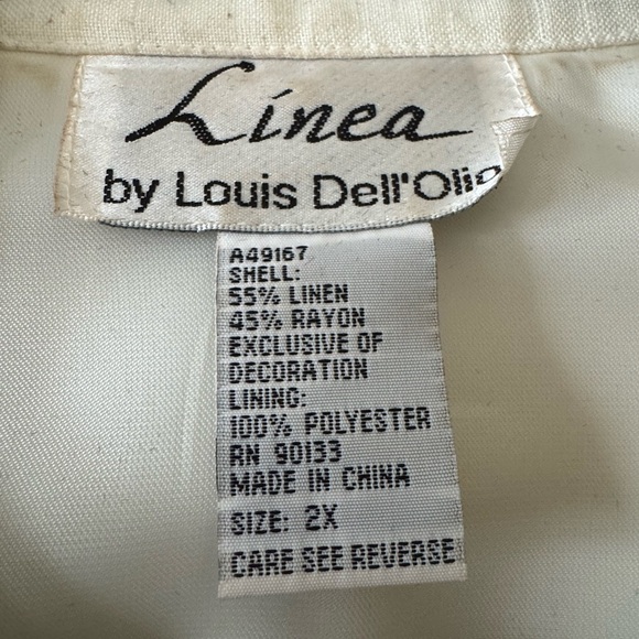 Linea by Louis Dell’Olio Elegant Off-White and Black Embroidered Jacket Size 2x - Picture 2 of 3